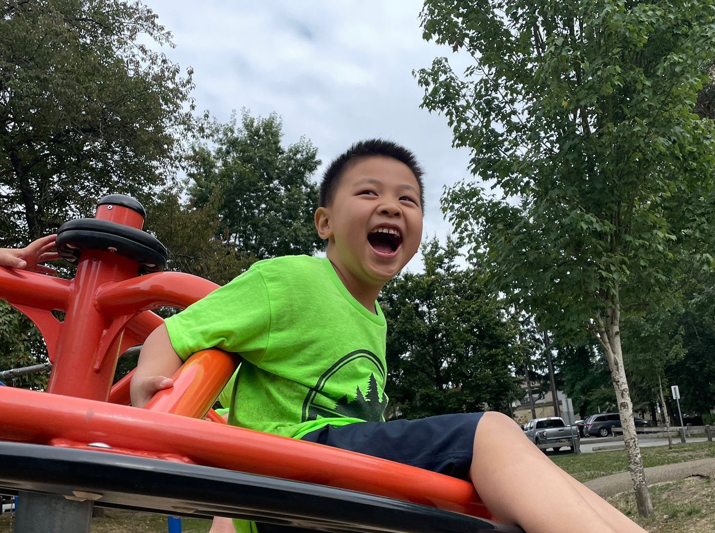 Kid having fun at the playground